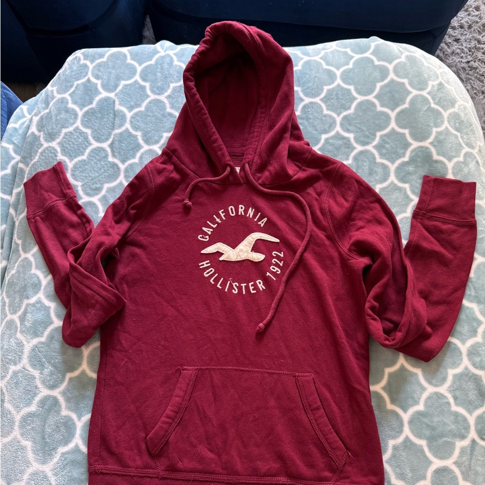 Vintage Hollister Maroon Pullover Hoodie with California Logo